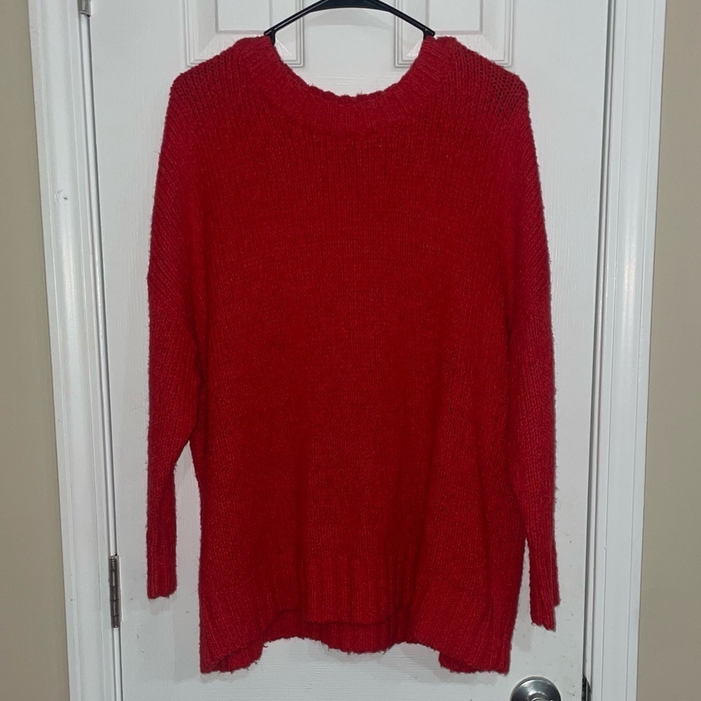 American Eagle Aerie comfy cozy red crewneck oversized sweater Size S